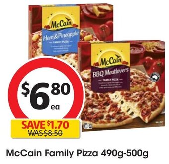 Coles McCain Family Pizza 490g-500g offer