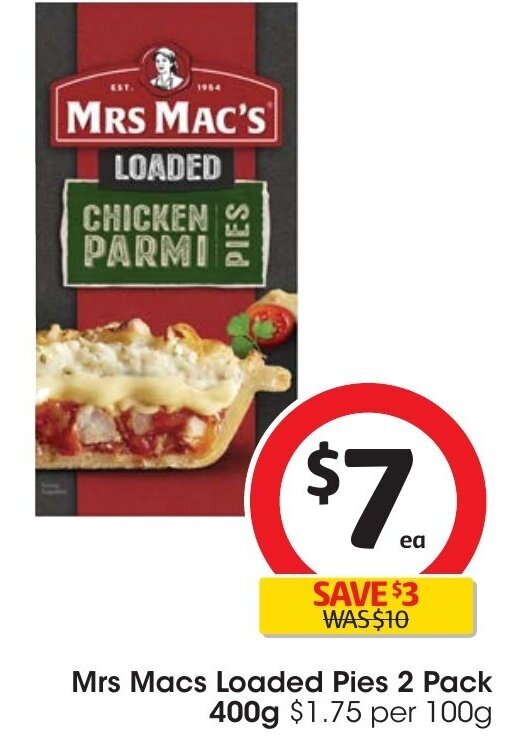 Mrs Macs Loaded Pies 2 Pack 400g offer at Coles