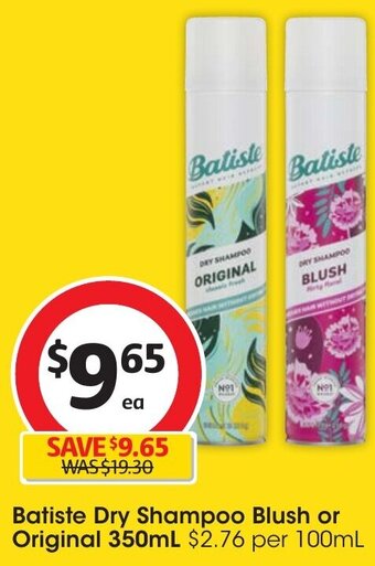 Coles Batiste Dry Shampoo Blush or Original 350mL offer