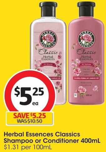 Coles Herbal Essences Classics Shampoo or Conditioner 400mL offer
