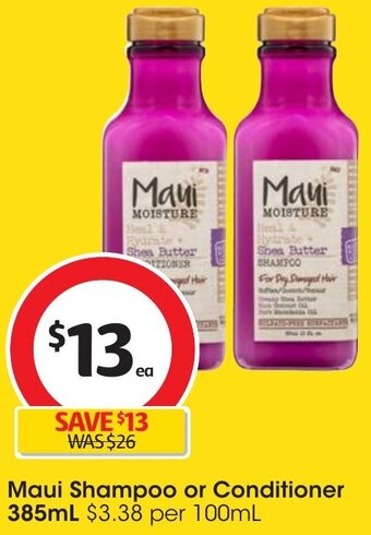 Coles Maui Shampoo or Conditioner 385mL offer