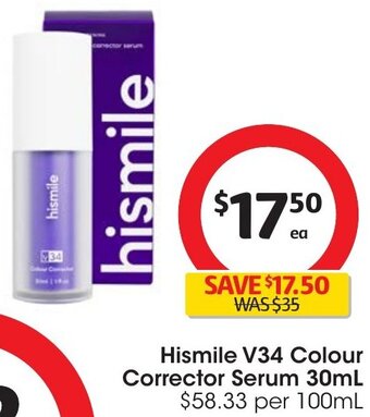 Coles Hismile V34 Colour Corrector Serum 30mL offer