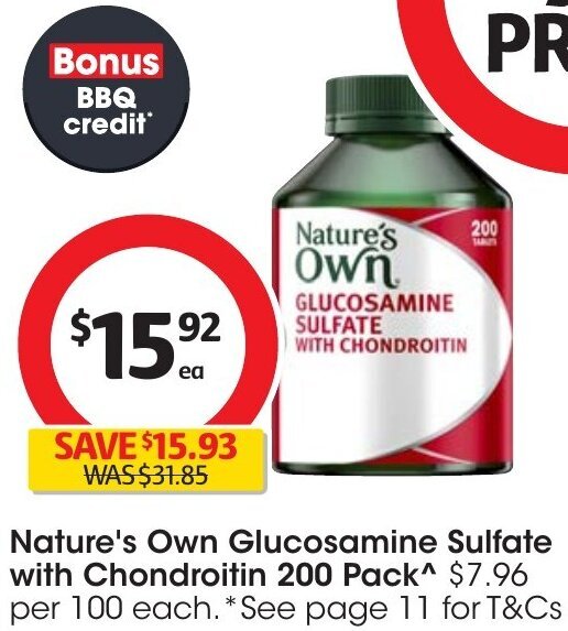 Nature's Own Glucosamine Sulfate with Chondroitin 200 Pack offer at Coles