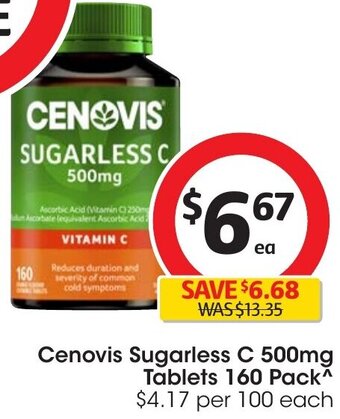Coles Cenovis Sugarless C 500mg Tablets 160 Pack offer