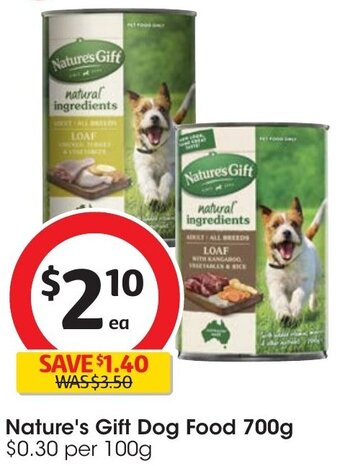 Coles Nature's Gift Dog Food 700g offer