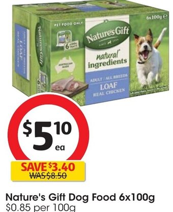 Coles Nature's Gift Dog Food 6x100g offer