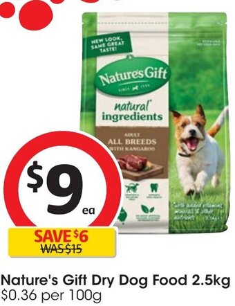 Coles Nature's Gift Dry Dog Food 2.5kg offer