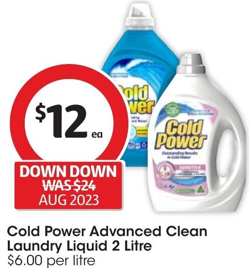 Cold Power Advanced Clean Laundry Liquid 2 Litre offer at Coles