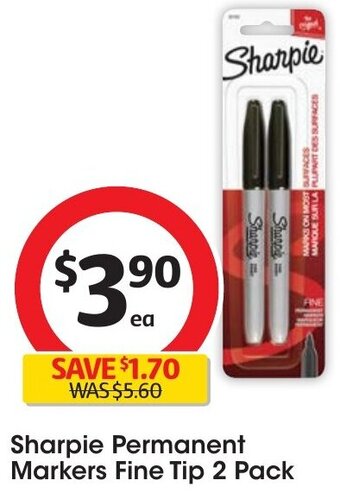 Coles Sharpie Permanent Markers Fine Tip 2 Pack offer