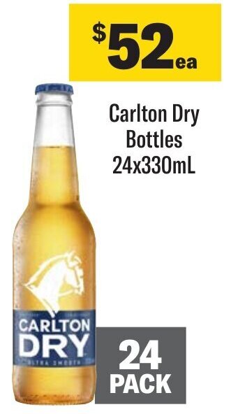 Coles Carlton Dry Bottles 24x330mL offer