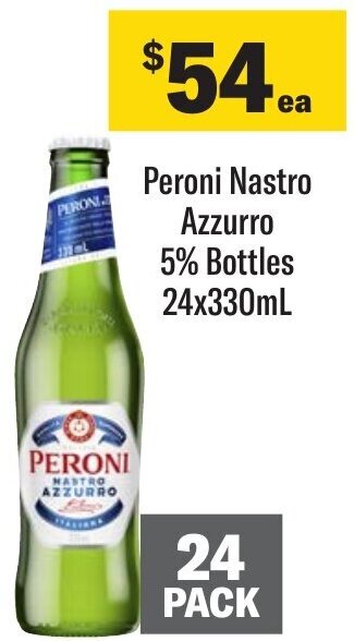 Coles Peroni Nastro Azzurro 5% Bottles 24x330mL offer