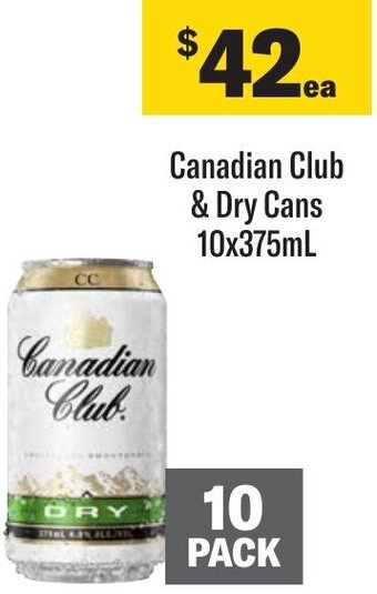Coles Canadian Club & Dry Cans 10x375mL offer