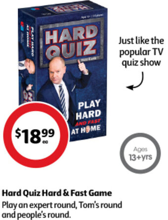 Coles Hard Quiz Hard & Fast Game offer