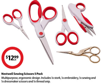 Coles Nestwell Sewing Scissors 5 Pack offer