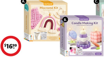 Coles Craft Maker Macramé Kit and macramé supplies or Craft Maker Candle Making Kit and 8x soy candle projects. offer
