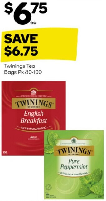 Woolworths Twinings Tea Bags Pk 80-100 offer