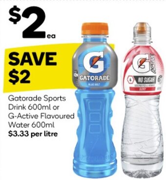 Woolworths Gatorade Sports Drink 600ml or G-Active Flavoured Water 600ml offer