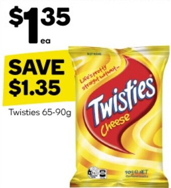 Woolworths Twisties 65-90g offer