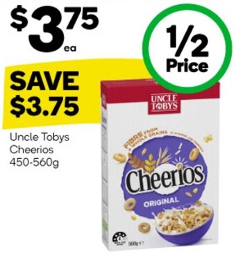 Woolworths Uncle Tobys Cheerios 450-560g offer