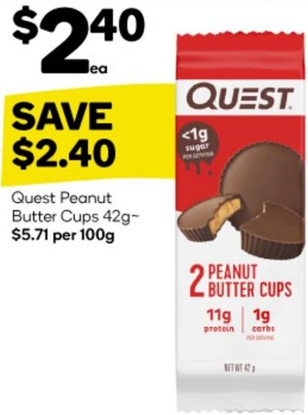 Woolworths Quest Peanut Butter Cups 42g offer