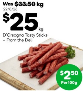 Woolworths D'Orsogna Tasty Sticks offer