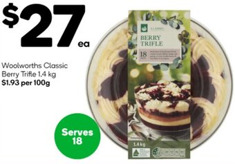 Woolworths Woolworths Classic Berry Trifle 1.4 kg offer