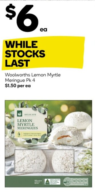 Woolworths Woolworths Lemon Myrtle Meringue Pk 4 offer
