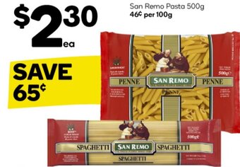 Woolworths San Remo Pasta 500g offer