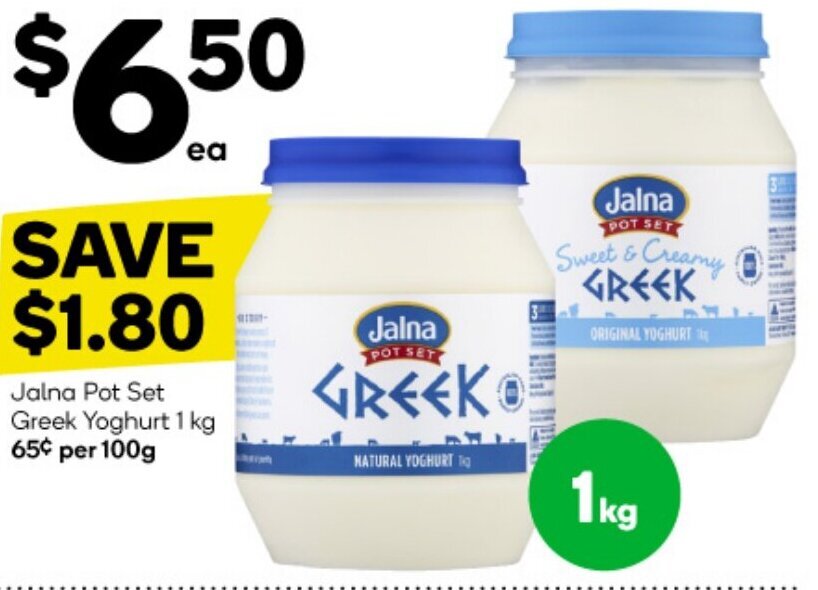 Jalna Pot Set Greek Yoghurt 1 kg offer at Woolworths