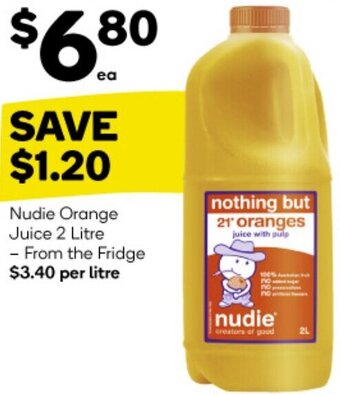 Woolworths Nudie Orange Juice 2 Litre offer