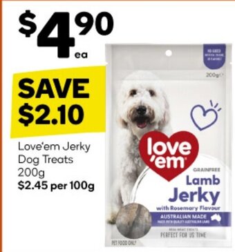 Woolworths Love'em Jerky Dog Treats 200g offer