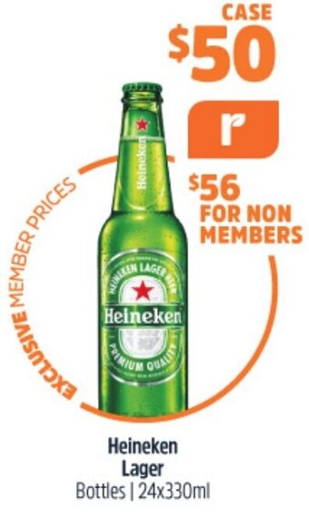 Woolworths Heineken Lager Bottles 24x330ml offer