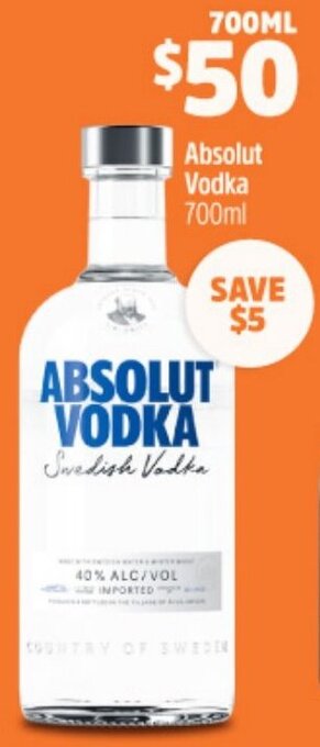 Woolworths Absolut Vodka 700ml offer