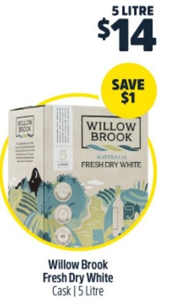 Willow Brook Fresh Dry White Cask 5 Litre