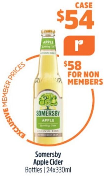 Woolworths Somersby Apple Cider Bottles | 24x330ml offer