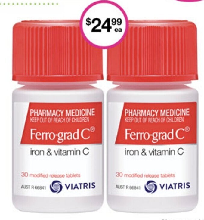 Ferrograd C iron & vitamin C offer at Priceline