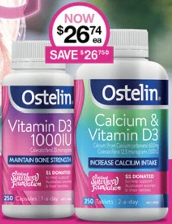 Priceline Ostelin Vitamin D3 1000IU & Calcium & Vitamin D3 offer