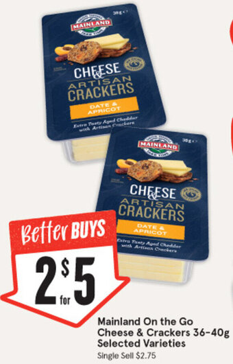 IGA Mainland On the Go Cheese & Crackers 36-40g offer