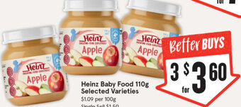 IGA Heinz Baby Food 110g offer