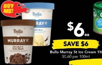 Drakes Bulla Murray St Ice Cream 1lt offer
