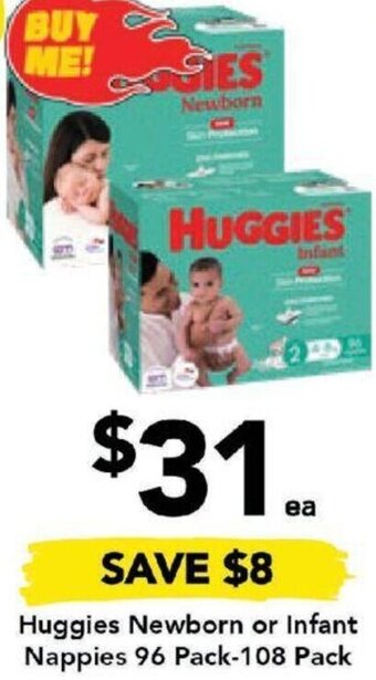 Drakes Huggies Newborn or Infant Nappies offer