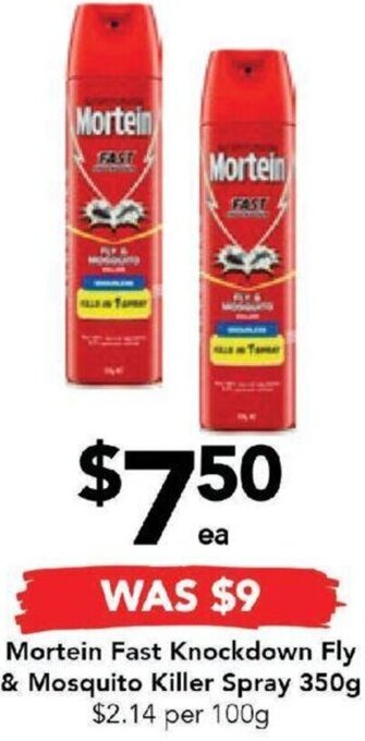 Drakes Mortein Fast Knockdown Fly & Mosquito Killer Spray 350g offer
