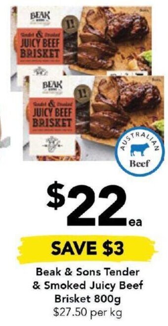 Beak & Sons Tender & Smoked Juicy Beef Brisket 800g