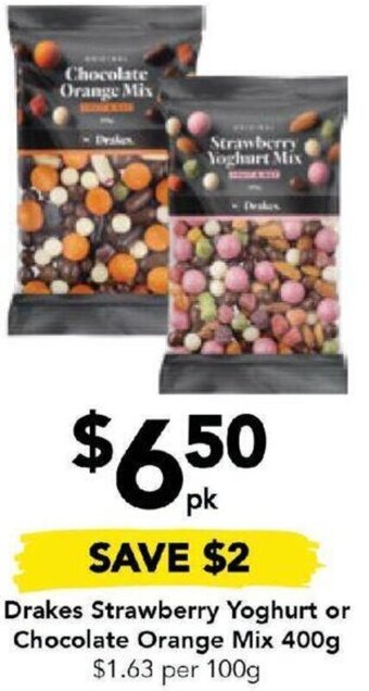 Drakes Drakes Strawberry Yoghurt or Chocolate Orange Mix 400g offer