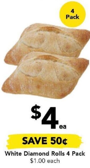 Drakes White Diamond Rolls 4 Pack offer