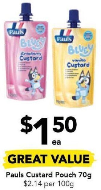 Drakes Pauls Custard Pouch 70g offer