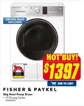 The Good Guys Fisher & Paykel 8kg Heat Dump Dryer offer