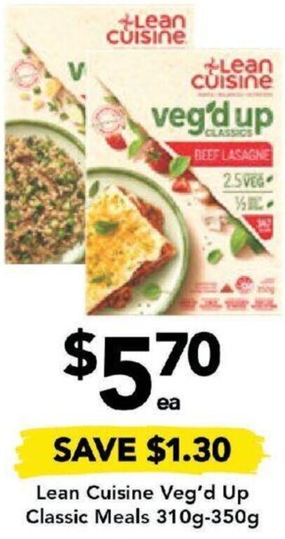Drakes Lean Cuisine Veg'd Up Classic Meals 310g-350g offer