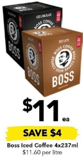 Drakes Boss Iced Coffee 4x237ml offer