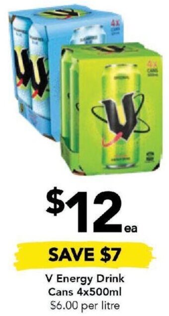 Drakes V Energy Drink Cans 4x500ml offer